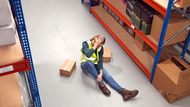 female-worker-with-injured-leg-on-floor-after-work